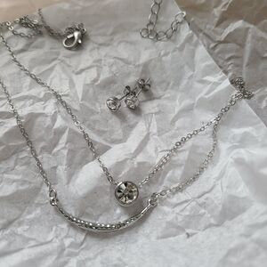 Silver Necklace and Earring Set